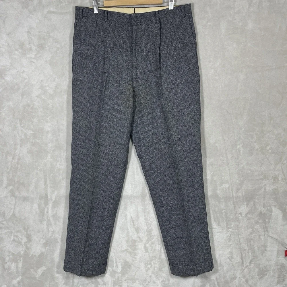 Vintage 1950s Gabardine Suit Mens 46 36x32 Fleck Rockabilly Atomic USA Pleated